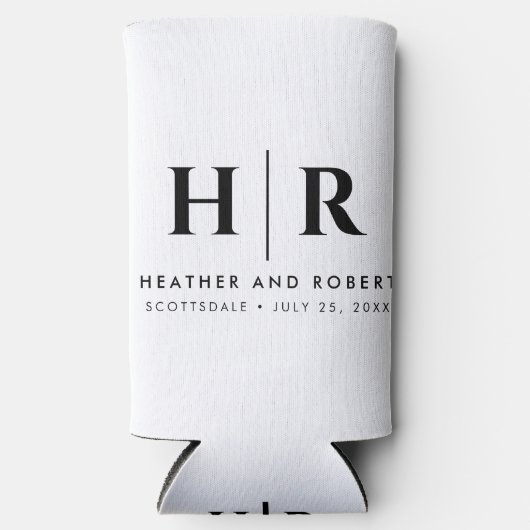 ゲスト結婚ビールスリーブ用のモノグラムギフト スリム缶クーラー (正面)