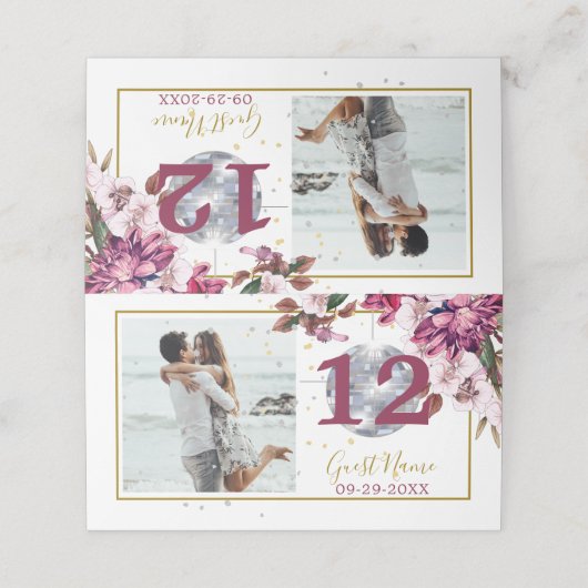 ゲスト金ゴールドディスコエレガントフォトテーブル番号 プレイスカード (外部開封)