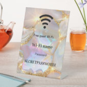 ゲスト顧客wifiネットワークパスワードベージュ金ゴールド 台座サイン (インサイチュ)