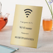 ゲスト顧客wifiネットワークパスワード金ゴールド 台座サイン (インサイチュ)