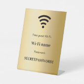 ゲスト顧客wifiネットワークパスワード金ゴールド 台座サイン (正面)