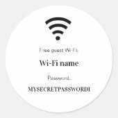 ゲスト顧客wifiネットワークパスワード ラウンドシール (正面)