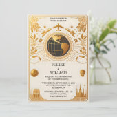 ゲスト ゴールデンチケット パスポート 搭乗券 ウェディング 招待状 (スタンド正面)