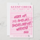 ゲスト チェック ブライズ バチェロレッテ コクテイル ウィークエンド 招待状 (正面)