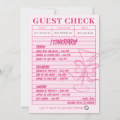 ゲスト チェック ブライズ バチェロレッテ コクテイル ウィークエンド 招待状 (裏面)