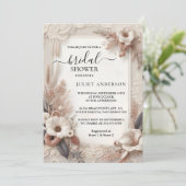 ゲスト ファブリック ベルベット レース リネン ペーパー ブライダル シャワー 招待状 (スタンド正面)