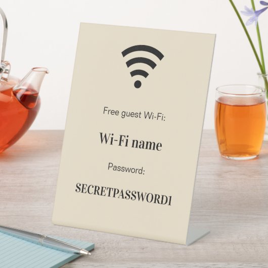 ゲストwifiネットワークパスワードベージュクリーム 台座サイン (インサイチュ)