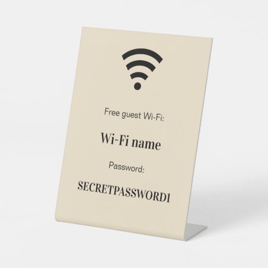 ゲストwifiネットワークパスワードベージュクリーム 台座サイン (正面)