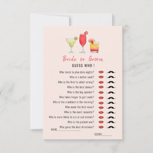 ゲス・フー カクテル ドリンク シャワーゲーム 招待状 (正面)