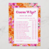 ゲス・フー ピンク＆フラワーベイビーシャワーゲーム 招待状 (正面/裏面)