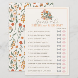 ゲス・フー レトロ ワイルドフラワー ブライダルシャワー ゲーム