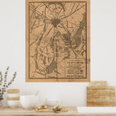 ゲチスバーグヴィンテージの地図（1863年） 4 ポスター (キッチン)