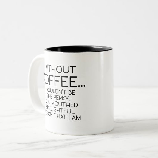 ゲッおもしろいグ、コーヒー抜きで…私はパーキーではない ツートーンマグカップ (正面左)