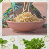 ゲッおもしろいコ食べスパゲティ キッチンタオル (折り畳み)