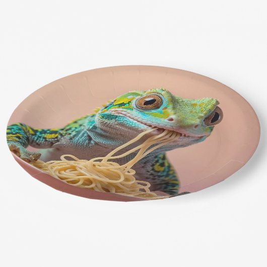 ゲッおもしろいコ食べスパゲティ ペーパープレート (アングル)