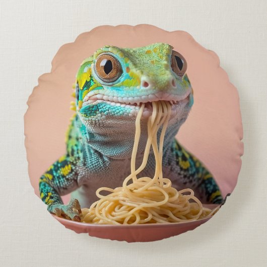 ゲッおもしろいコ食べスパゲティ ラウンドクッション (正面)