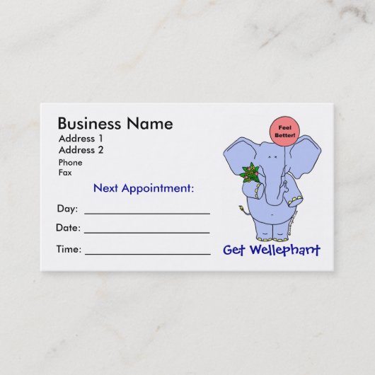 ゲットウェルファントアポイントメントカード 予約カード (正面)