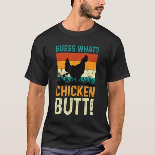 ゲットウチキンお尻ホワイトデザイン Tシャツ (正面)