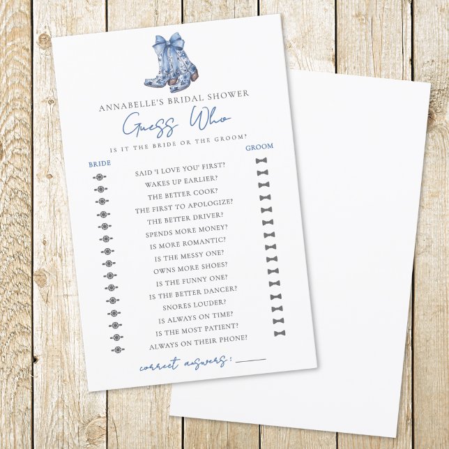ゲットカントリーボウカウボーイブライダルシャワー (Guess Who Country Bow Cowboy Bridal Shower)