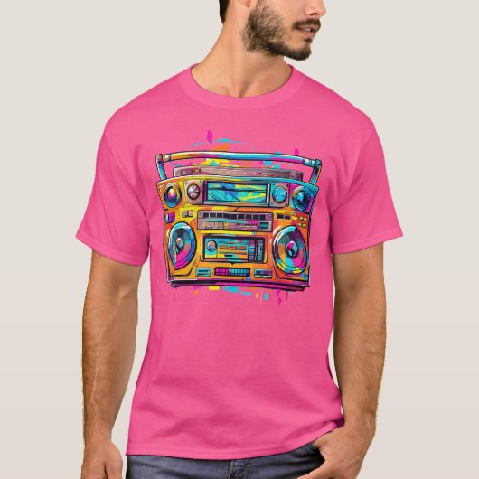 ゲットブラスター80年代90年代お尻お尻 ラップの Tシャツ (正面)