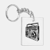 ゲットブラスター80年代90年代のお尻お尻ラップのTシャツ キーホルダー (正面左)