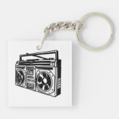 ゲットブラスター80年代90年代のお尻お尻ラップのTシャツ キーホルダー (裏面)