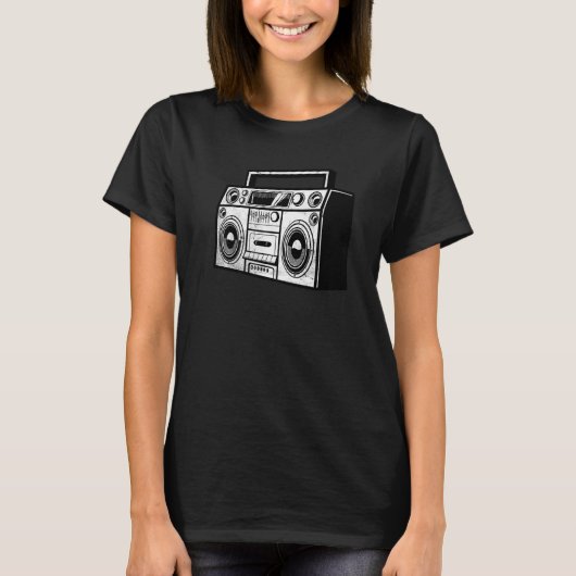 ゲットブラスター80年代90年代パーティーお尻お尻ラップのR&b Vin Tシャツ (正面)