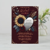 ゲットマルーン伝統的秋ブルゴーニュブライダルシャワー 箔招待状 (立ち正面)