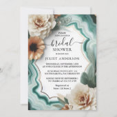 ゲットモンスターエメラルドグリーンと金ゴールドブライダルシャワー 招待状 (正面)