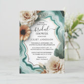 ゲットモンスターエメラルドグリーンと金ゴールドブライダルシャワー 招待状 (スタンド正面)