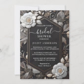 ゲットレースフローラゴールドフォイルエンボスブライダルシャワー 招待状 (正面)