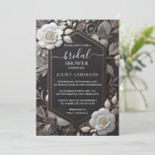 ゲットレースフローラゴールドフォイルエンボスブライダルシャワー 招待状 (スタンド正面)