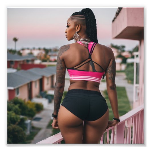 ゲットーのカリカリの服を着た大酒好きの赤ちゃん フォトプリント            (正面)