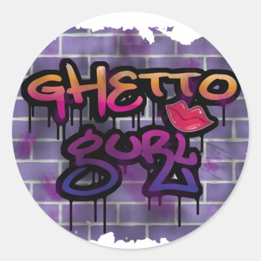 ゲットーガール graffiti デザイン ラウンドシール (正面)
