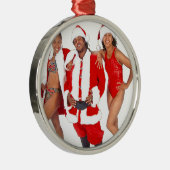 ゲットーサンタおよびフードからの彼の小妖精や小人 メタルオーナメント (右)