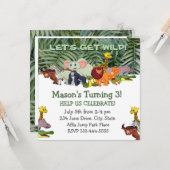 ゲット ワイルド！カスタム チャイルド ジャングル バースデー インビテーション (正面/裏面インサイチュ)