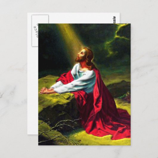 ゲツセマニの園で祈るイエス・キリスト ポストカード (正面/裏面)