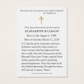 ゲツセマネのイエズガーデン葬式祈りの言葉カード (裏面)