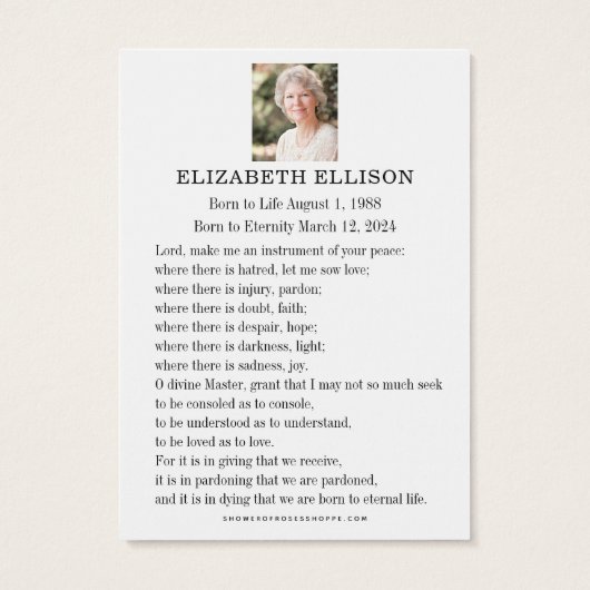 ゲツセマネのイエズガーデン葬式祈りの言葉カード (裏面)