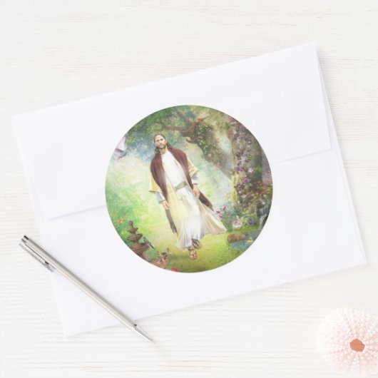 ゲツセマネの歩くにあるイエス ラウンドシール (封筒)