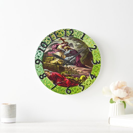 ゲツセマネの緑のフォイルの質感でイエス ラージ壁時計 (ホーム)