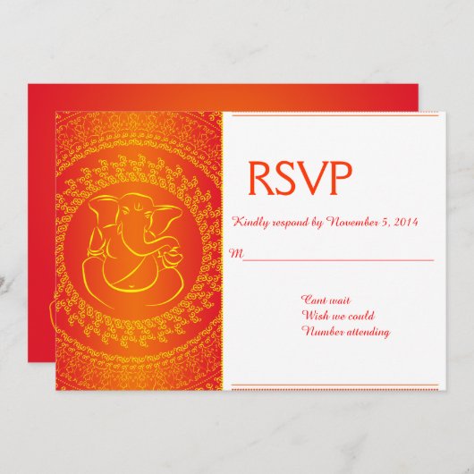 ゲネシエレガントュ|インディアンGod Orange RSVPカード 招待状 (正面/裏面)
