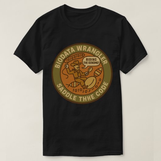 ゲノムバイオインフォマティクス冒険に乗り出す Tシャツ (デザイン正面)