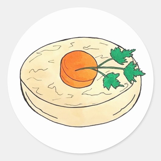 ゲフィルトフィッシュユダヤ人の休日シャブバットパスソーバーフード ラウンドシール (正面)