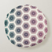 ゲメトリック花パターンデザイン – パステルポップ・アートのアート ラウンドクッション (裏面)
