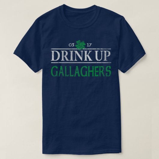 ゲラガーのアイリッシュセントパトリックスデー 飲み干せ Tシャツ (デザイン正面)