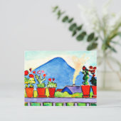 ゲラニウムズウィーブルーマウンテン、カラフル絵画ズ ポストカード (スタンド正面)