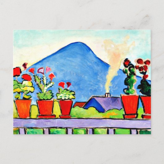 ゲラニウムズウィーブルーマウンテン、カラフル絵画ズ ポストカード (正面)