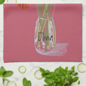 ゲラ芸術品を気取ったバカラフルフラワー+名前をカスタムする キッチンタオル (折り畳み)