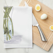 ゲラ芸術品を気取ったバカラフルフラワー+名前をカスタムする キッチンタオル (四つ折り)